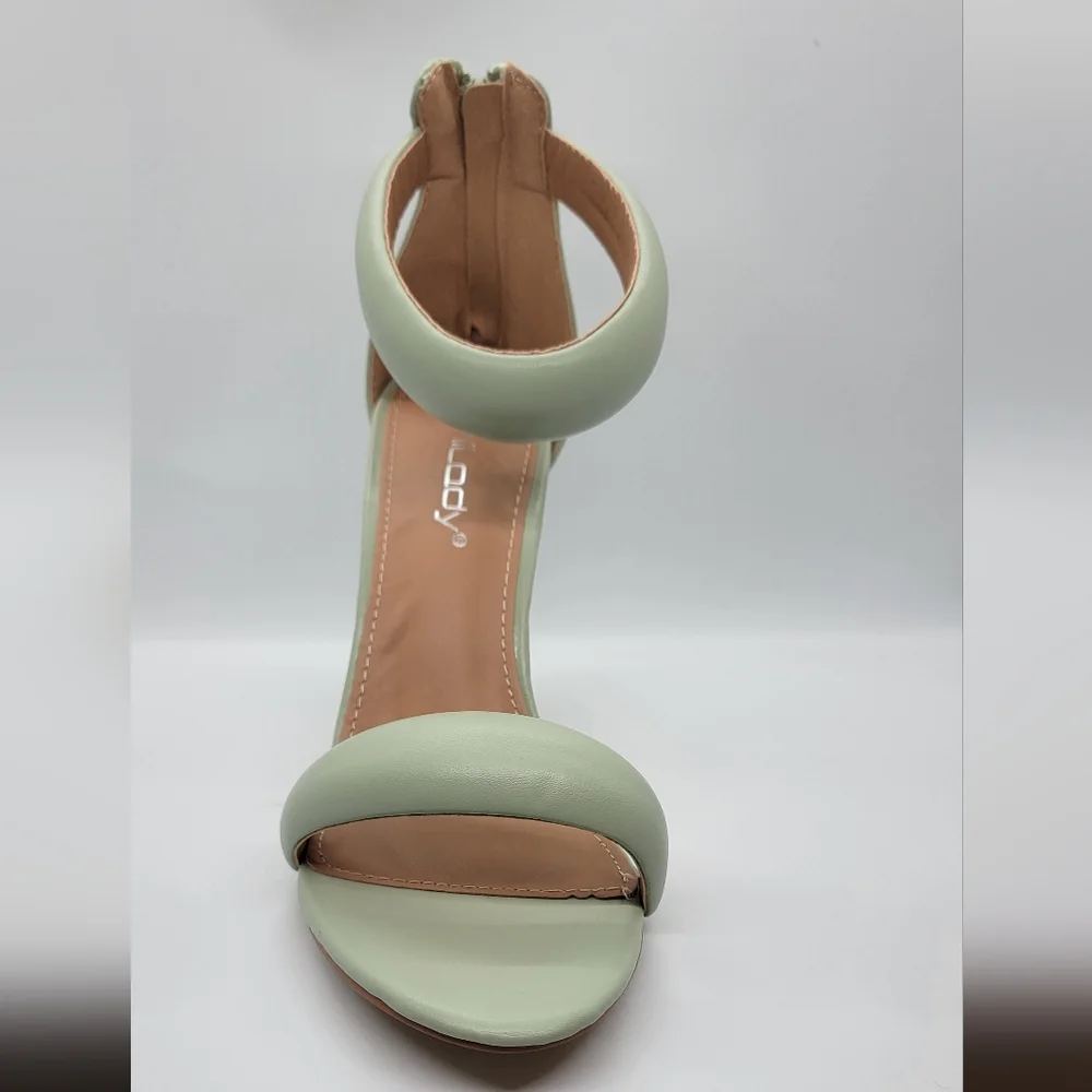 Mint-colored puffy straps heel sandal - Picture 2 of 3